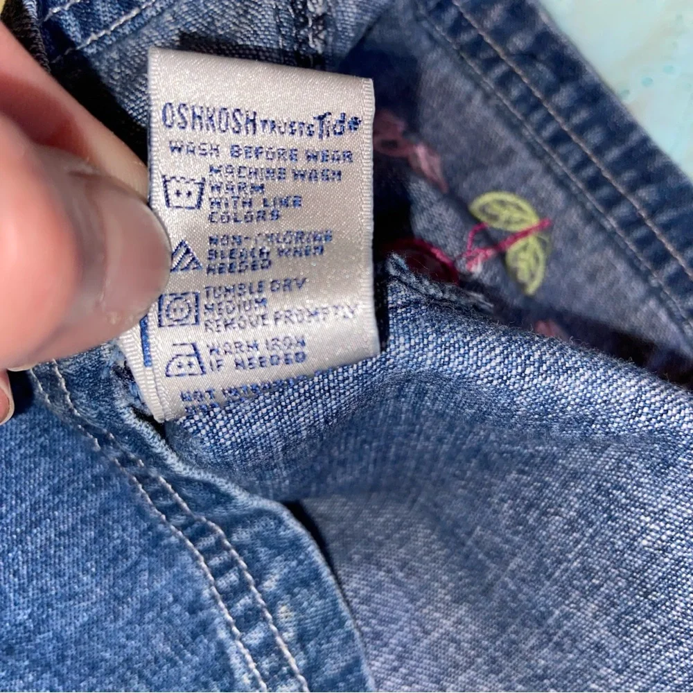 Oshkosh B’Gosh Baby Denim Jumper Dress Infant 3-6 months Floral Genuine Article